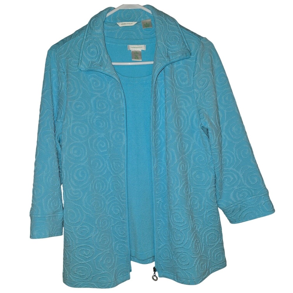 Laura Ashley Zip-up Blazer Size Medium with‎ BONUS matching tank Aqua Color